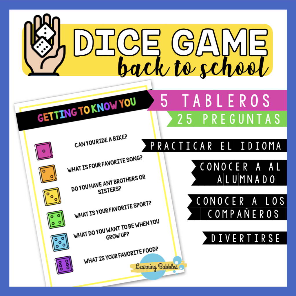back to school dice game